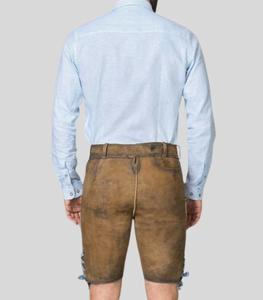 2025 nouveauté Style bavarois hommes haute qualité chèvre daim cuir Lederhosen coupe ajustée mi séchage rapide respirant poches-pour - Product Image 4