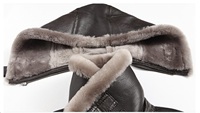 Blouson aviateur décontracté pour homme en cuir d'agneau véritable avec capuche en fourrure de mouton amovible, écologique, OEM