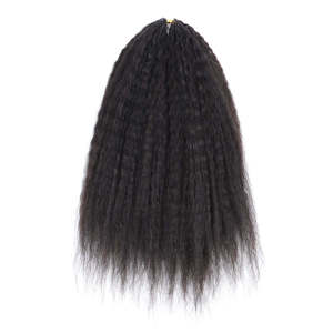 FE29 60g Extension de cheveux humains vierges indiens 1B, texture Kinky Straight, qualité Plume, Super Double Drawn, pointes soignées, trame simple, Grade 12 - Product Image 1