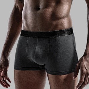 Calzoncillos de algodón con logotipo personalizado de fábrica para hombre, bóxer de alta calidad, ropa interior cómoda de punto liso para hombre - Product Image 4