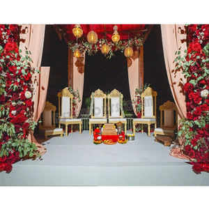 Gujarati boda madera tallada Mandap sillas al aire libre boda silla de madera Conjunto elegante boda evento decoración Mandap Vidhi sillas - Product Image 1