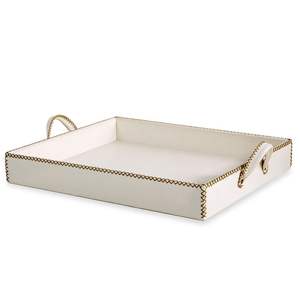 Bandeja de servicio de cuero compacta para estante multiusos con diseño mínimo y acabado limpio Ideal para mesita de noche o almacenamiento en el baño - Product Image 5