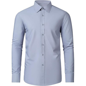남성용 디자이너 원피스 셔츠 비즈니스 미팅 저녁 기능과 공식적인 착용을위한 모던핏 부드러운 원단 - Product Image 4