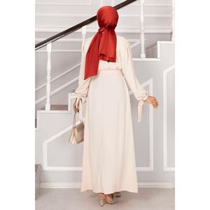 Vestido Hijab elegante de verano con diseño de piedra medio abotonado para niños y niñas tela Abaya de lujo al por mayor para Mujeres Musulmanas - Product Image 1