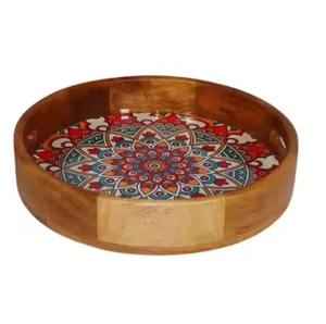 Ensemble de 3 plateaux en bambou imbriqués, finition naturelle, plateaux de service en bois - Product Image 3