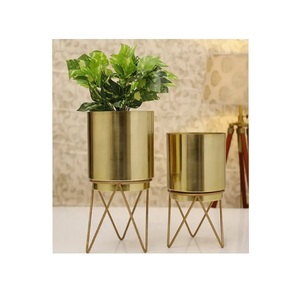 Maceta de latón dorado con acabado liso, forma redonda para el hogar, sala de estar, interior, exterior, hogar, balcón, decoración de jardín, maceta - Product Image 3
