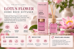 Diffusore di Aromi al Fiore di Loto 90ml con Etichetta Privata OEM |   Fragranza Floreale Orientale Rilassante per la Casa |   Prodotto in Spagna UE - Product Image 3