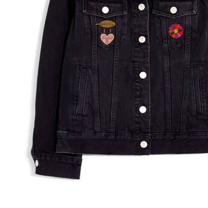 Veste en jean pour femmes de style vintage fait à la main broches brodées colorées personnalisées toile tricotée en coton mode unique hiver - Product Image 6