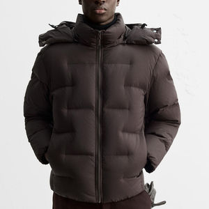 Nouvelle veste d'hiver matelassée à col haut et manches longues avec logo personnalisé, poignets élastiques, poches latérales cachées à fermeture éclair, pour hommes, pour l'extérieur - Product Image 1