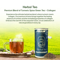 Grosir kualitas Premium 100% teh Herbal rasa murni dan alami (kunyit bumbu teh hijau + kolagen) dari pemasok India