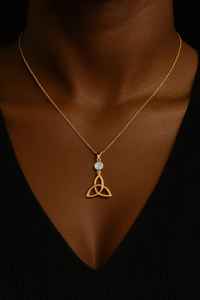 925 Sterling <b>Silver</b> 14k Gold Plated Triple Knot <b>Necklace</b> Zircon Dainty Celtic Triquetra Pendant Christian Irish Symbol Unisex - Product Image 5