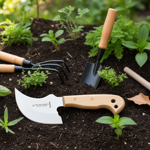 Cuchillo de plomo Don Carlos con forma de cuarto de luna y mango de madera clara, hoja de 100 mm de longitud - Product Image 3