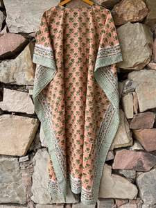 Tunique Maxi d'été pour femmes Caftan en coton léger avec impression à la main Vêtements de nuit confortables pour la plage ou les sorties décontractées - Product Image 5