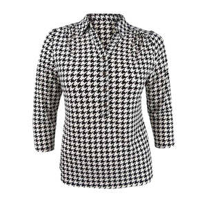 T-shirt Polo da Donna Charter Club a Manica 3/4 Stampata Nera Taglia Media Traspirante in Spandex con Logo Lavorato a Maglia - Product Image 1