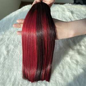 Perruque naturelle lisse et soyeuse avec mèches cheveux humains Full Lace Front Wig Highlighted - Product Image 1