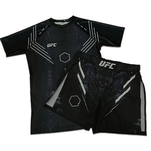 Ensemble de lutte personnalisé pour hommes 2025, tricoté extensible, 100% polyester, 150 GSM, durable, séchage rapide, impression numérique, t-shirts + shorts, 2 pièces, UFC - Product Image 1