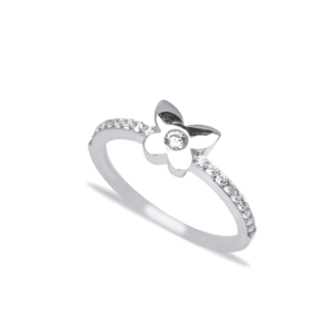 แหวนเงินแท้ 925 รูปทรงผีเสื้อ ประดับเพชร CZ งานแฮนด์เมดสไตล์คลาสสิกจากตุรกี ดีไซน์เรียบหรูทันสมัย เหมาะสำหรับงานแต่งงานและงานปาร์ตี้ - Product Image 4