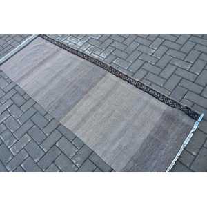 Turkish Vintage <b>Runner</b> <b>Rug</b> 2.6x7.6 ft (79x232 cm), Gray Floral Kilim <b>Rug</b> - Product Image 4