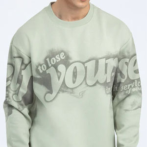 Streetwear de luxe 100% coton Sweat-shirt imprimé à col rond avec logo personnalisé en relief Sweat-shirt pour hommes - Product Image 6