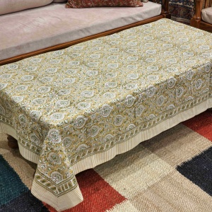 Mantel de Lino 100% Algodón con Estampado Artesanal Hindú y Bordado a Mano - Product Image 4