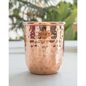 Vaso de Vidrio de 275 ml con Diseño Martillado Redondo de Cobre Puro - Product Image 3