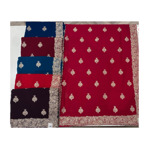 ผ้าชุดส่าหรีผ้าจีออเจ็ตปักลายเหนือกาลเวลาพร้อมผ้านุ่มลื่นเหมาะสำหรับงานเฉลิมฉลองและงานรื่นเริง - Product Image 1