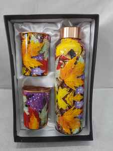 ขวดทองแดงบริสุทธิ์พร้อมชุดแก้วพร้อมฝาปิดกันการรั่วซึมดีไซน์การพิมพ์และการใช้งานประจำวันจากอินเดีย - Product Image 3