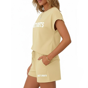 Conjunto de 2 Piezas de Shorts Casuales hasta la Rodilla para Mujer, Nuevo, Ecológico, de Algodón, Secado Rápido, Transpirable, de Verano - Product Image 3