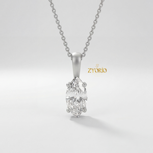 Collar con Colgante de Diamante Cultivado en Laboratorio con Corte Marquesa, Cadena de Oro de Plata de Ley 925, Collar Solitario para Mujer, Regalo Elegante - Product Image 6