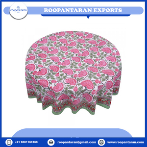Latest Stylish 100% Cotton <b>Tablecloth</b> Handmade Block Printed Well Absorbing 20 Sheeting 220 Cms for Weddings Sale At Cheap Price - Product Image 2
