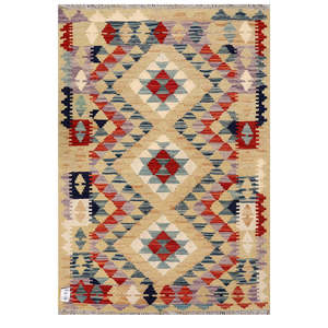Alfombra Kilim de Maimana, Afganistán, 121 x 82 cm, Decoración de Pared - Product Image 1