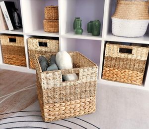 Kuyue nhiệm vụ nặng nề lục bình vuông Giỏ Lớn wicker lưu trữ Cubes mây Cube lưu trữ Thùng Kệ tổ chức giá bán buôn - Product Image 3