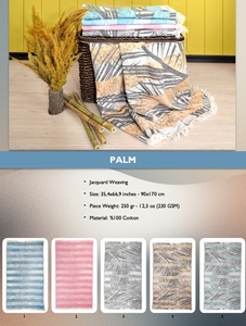 ผ้าขนหนูชายหาด DAFNI BIG PAZAR สีม่วง ลายก้างปลา พิมพ์ลาย ผ้าเทอร์รี่ ผ้าฝ้าย แต่งพู่สีขาว น้ำหนักปานกลาง เคลือบ HDPE - Product Image 1