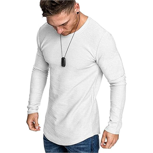 T-shirt à manches longues coupe ample de haute qualité 100% coton Crew Fitness Style décontracté Service OEM pour hommes - Product Image 1