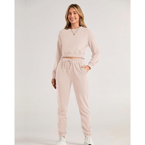 Factory Manufacturer Breathable Tracksuits Wholesale Price <b>Stacked</b> Flared women Tracksuit for sale - Product Image 5