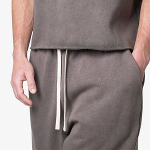 Pantalon de jogging gris ample pour homme, taille élastique avec cordon de serrage, coupe décontractée, en coton mi-lourd, avec poches latérales, style automne - Product Image 6