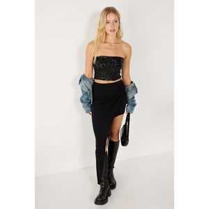 Corsé Negro sin Tirantes con Lentejuelas para Mujer - Product Image 3