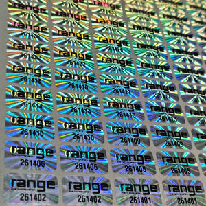 Etiqueta de Seguridad Holográfica Personalizable con Numeración de Pares, Corte Ovalado Plateado, Anti-falsificación, Impermeable, a Prueba de Manipulación, PET - Product Image 1