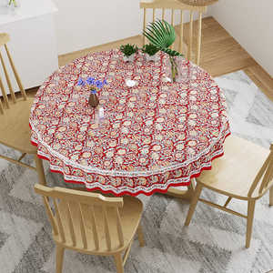Blocks of India 180cm <b>Round</b> 100% Cotton Hand Block Printed <b>Tablecloth</b> Design No.8 - Product Image 5