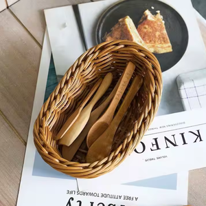 Cestas de almacenamiento multifunción de mimbre de bambú respetuosas con el medio ambiente de estilo rústico, bandeja de servicio para cocinas, restaurantes, hogar - Product Image 1