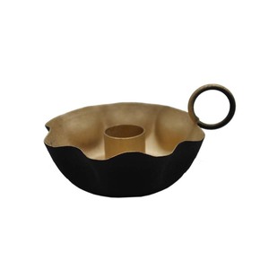 Bougeoir conique en métal fait main de haute qualité finition dorée noire décoration de table décorative pour Noël - Product Image 2