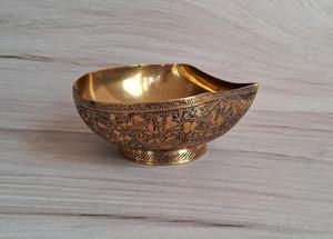 Bol à fruits secs et en laiton doré antique avec support, assiettes et plats décoratifs de table en gros pour les mariages royaux - Product Image 6