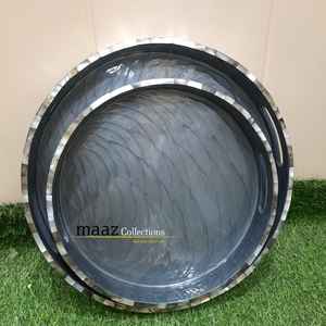 Bandeja para servir con incrustaciones de hueso de madera de tamaño personalizado al por mayor con diseño de nácar para servir comida en casa - Product Image 3