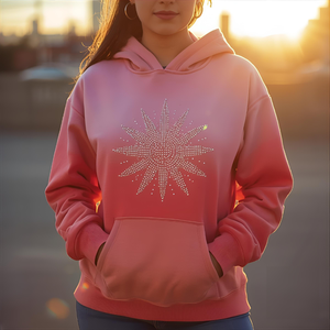 Pull à capuche en polaire personnalisé Sun Fade Rhinestone avec embellissements à paillettes et options OEM/ODM acceptant la personnalisation - Product Image 3