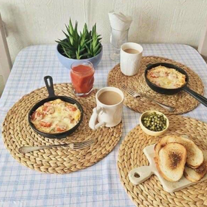 Hecho a mano agua Jacinto cargador placa cesta paja mimbre posavasos manteles vajilla boda fiesta vajilla Decoración - Product Image 5