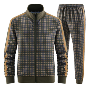 Survêtement de sport 100% coton pour hommes bonne qualité jogger décontracté ensembles fermeture éclair solide manches longues poches latérales pour la saison d'hiver - Product Image 4
