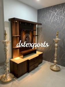 Mandir ไม้สักพับได้มีสไตล์สำหรับบ้านปรับขนาดได้ไฟ LED - Product Image 5