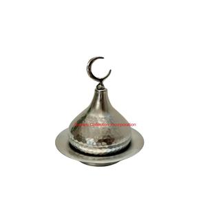 Cuenco con fecha de Metal martillado hecho a mano con luna creciente, cuenco para servir postres Vintage para Ramadán y Eid Mubarak, decoración del hogar - Product Image 1