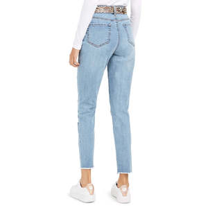 Pantaloni Skinny Strappati in Denim Blu per Ragazzi, Stile High Street, con Cintura, Lavabili, Traspiranti, Taglia XL, Moda Vintage con Logo in Vita - Product Image 2