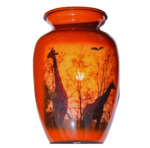 โกศโลหะพร้อมสติกเกอร์ที่สวยงามอลูมิเนียมพร้อมโกศศพดีไซน์แบบคลาสสิกด้วยแสงแดด & เจอราฟ - Product Image 1